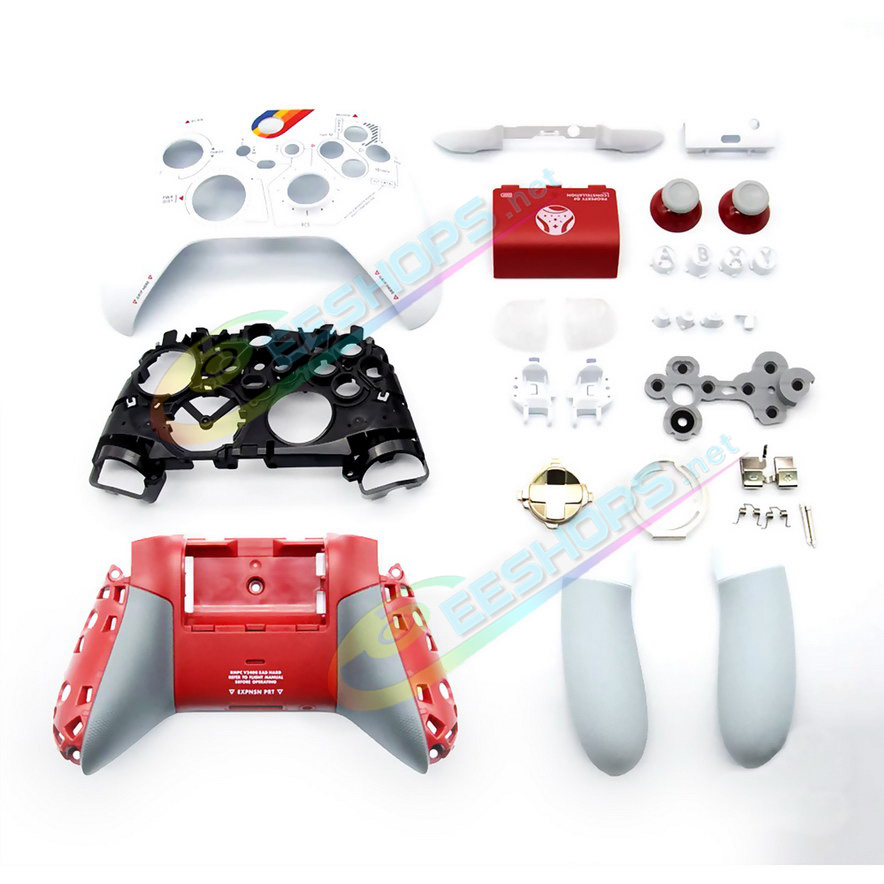 Cheap Xbox Series X / S Controller Extra Housing Case Shells Limited Starfield Edition Full Set Replacement, Best Microsoft Series X/S Wireless Controllers Custom White / Red Outer Enclosure, Buttons, ThumbSticks, Hand Grips, Pads Free Shipping